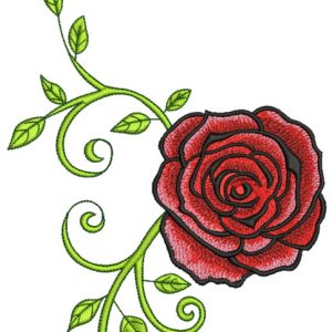 Red grand rose embroidery design