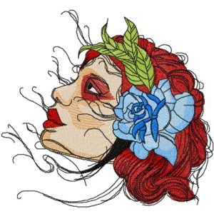 Red-haired girl embroidery design
