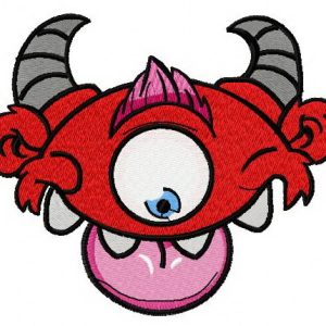 Red horny monster embroidery design