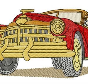 Red retro car embroidery design
