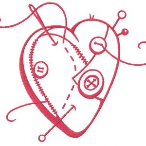 Red sewing heart embroidery design