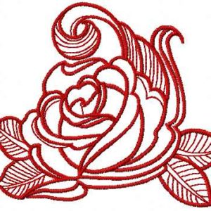 Red swirl rose embroidery design