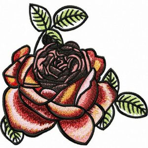 Red tea rose embroidery design