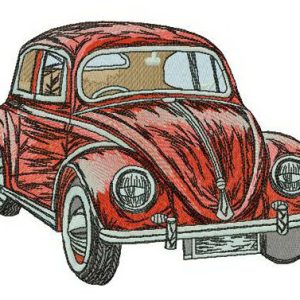 Red Volkswagen Bug embroidery design