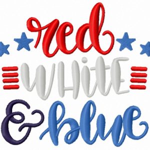 Red white blue embroidery design