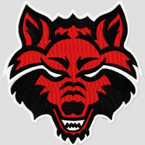 Arkansas State Red Wolves college logo embroidery design