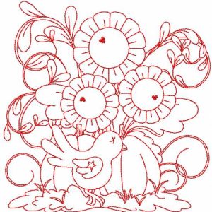 Redwork garden embroidery design