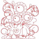 Redwork garden embroidery design