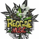 Reggae music embroidery design