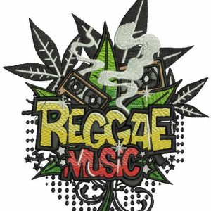 Reggae music embroidery design