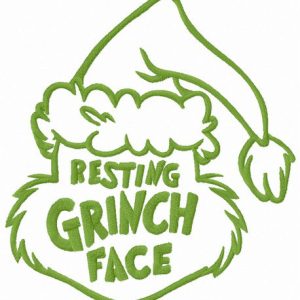 Resting Grinch face funny hat embroidery design