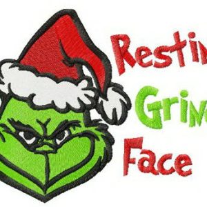 Resting Grinch face horizontal embroidery design