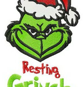 Resting Grinch face vertical embroidery design