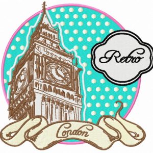 Retro London embroidery design