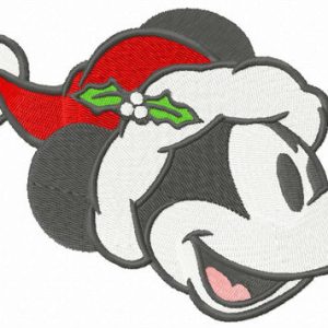 Retro Mickey in Santa hat embroidery design