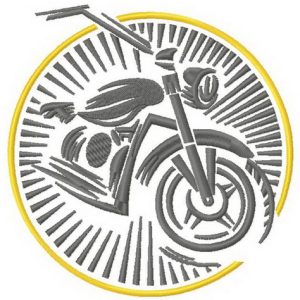 Retro moto emblem embroidery design