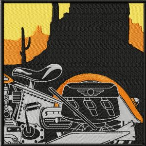Retro Moto Racing Vintage label embroidery design