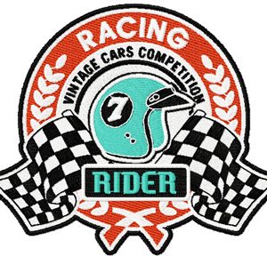Retro Vintage Racing label embroidery design