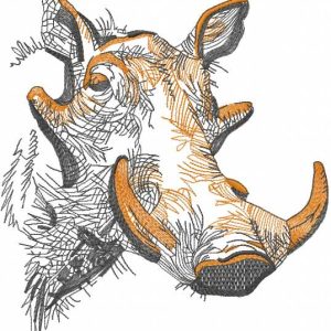 Rhino sketch 2 embroidery design