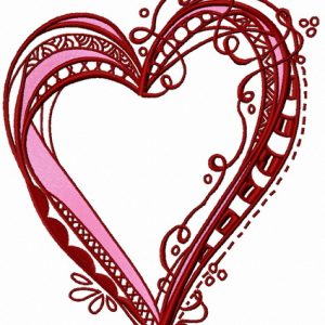 Ribbon heart embroidery design