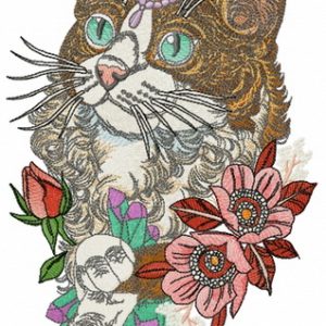 Rich cat embroidery design