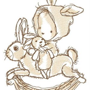 Riding rabbit embroidery design