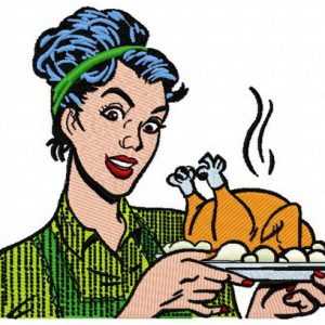 Roast turkey embroidery design