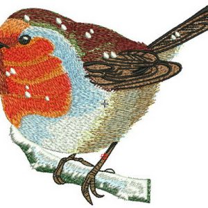 Robin redbreast embroidery design