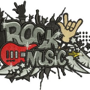 Rock music embroidery design