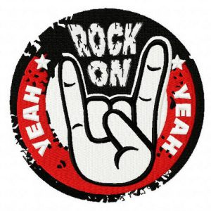 Rock on embroidery design