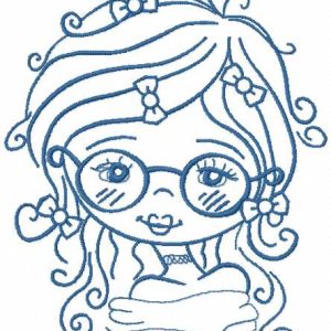 Romantic curly girl embroidery design