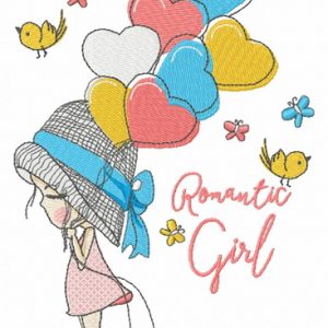 Romantic girl embroidery design