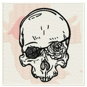Romantic skull embroidery design