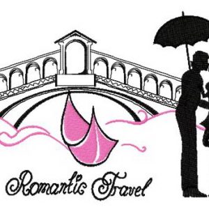 Romantic travel embroidery design