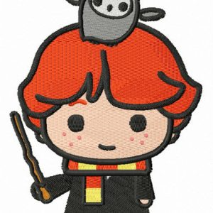 Ron Weasley with Pigwidgeon embroidery design