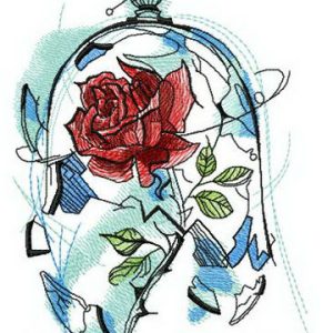 Rose breaks dome embroidery design