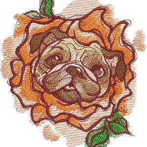 Rose costume for pug-dog embroidery design