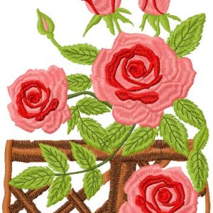 Roses in garden embroidery design