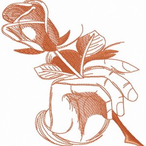 Rose in hand sketch embroidery design