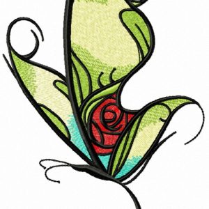 Rose pattern butterfly embroidery design