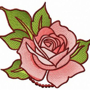 Rose with beads embroidery design