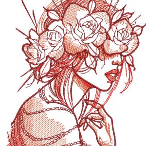 Rose wreath embroidery design