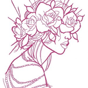 Rose wreath one color embroidery design