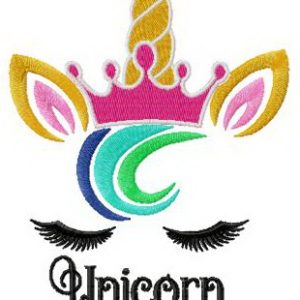 Royal unicorn girl embroidery design