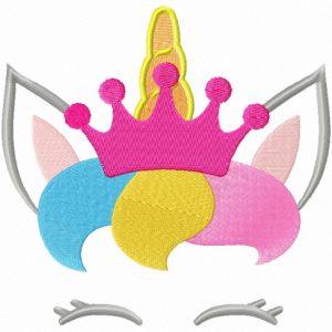 Royal unicorn hiding embroidery design