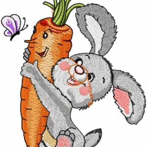 Bunny carrot and butterfly embroidery design