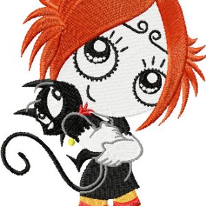 Ruby Gloom Loves Kitty  embroidery design