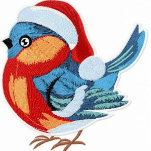 Ruffled bullfinch embroidery design