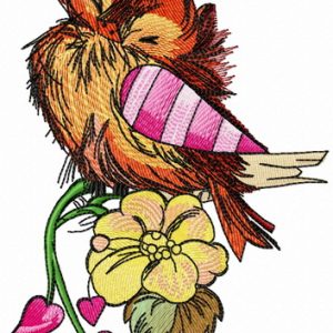 Ruffled sparrow embroidery design