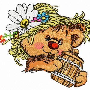 Rustic bear with honey pot 4 embroidery design